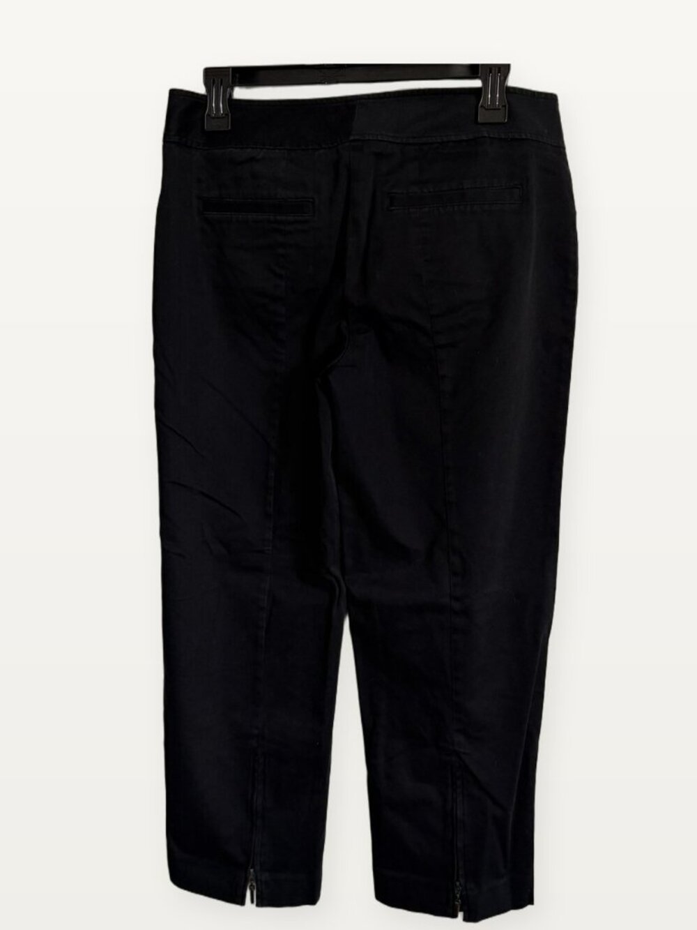 White House Black Market Black Zip Hem Ankle Crop Pants Size 8